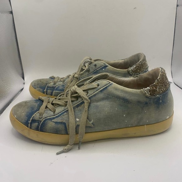 Golden Goose Dyed Blue Glitter Heel Sneakers Sz 39 (8.5) - Picture 2 of 8